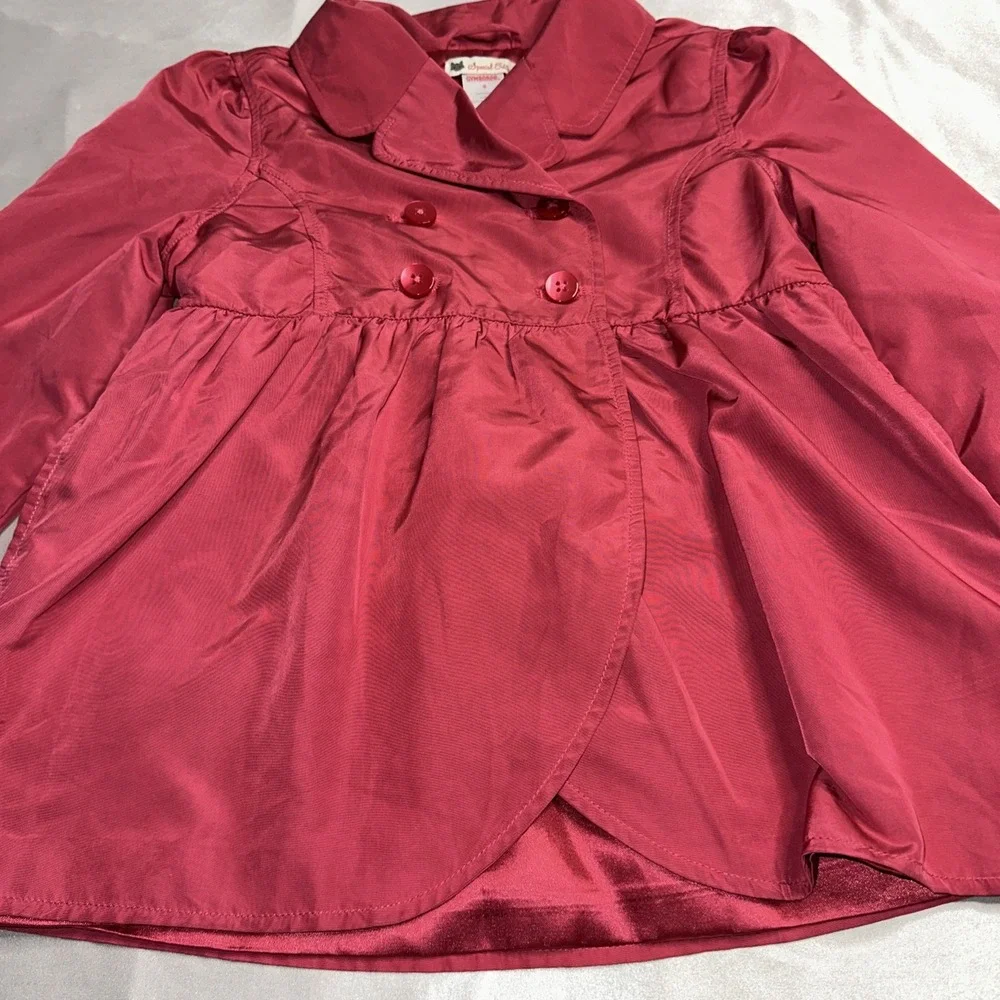 Gymboree Classroom Kitty Sz 9 Dark Pink Crop Trench Coat Jacket Girls‎